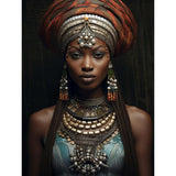 Diamond Painting Kit, 30x40cm African Woman with Jewelry Portrait, Cultural Art DIY Craft, Unique Home Wall Decor, Gift for Her Amz Camel