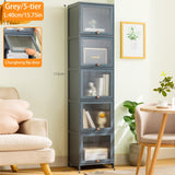 MCBAOB Bookcase with Clear Doors, 5-Tier Tall Bookshelf with Storage Cabinet, Bamboo Book Shelf and 5 Cube Organizer Book case for Living Room, Freestanding Storage Cabinet (5-Tier Grey) MCBAOB