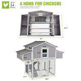 GUTINNEEN Foldable Chicken Coop Super Easy to Assemble Large Hen House Wooden Poultry Cage with Nesting Box and Run GUTINNEEN
