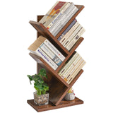 YMYNY Tree Bookshelf, 4-Tier Book Storage Organizer Shelves,Rustic Brown, HBC014H YMYNY
