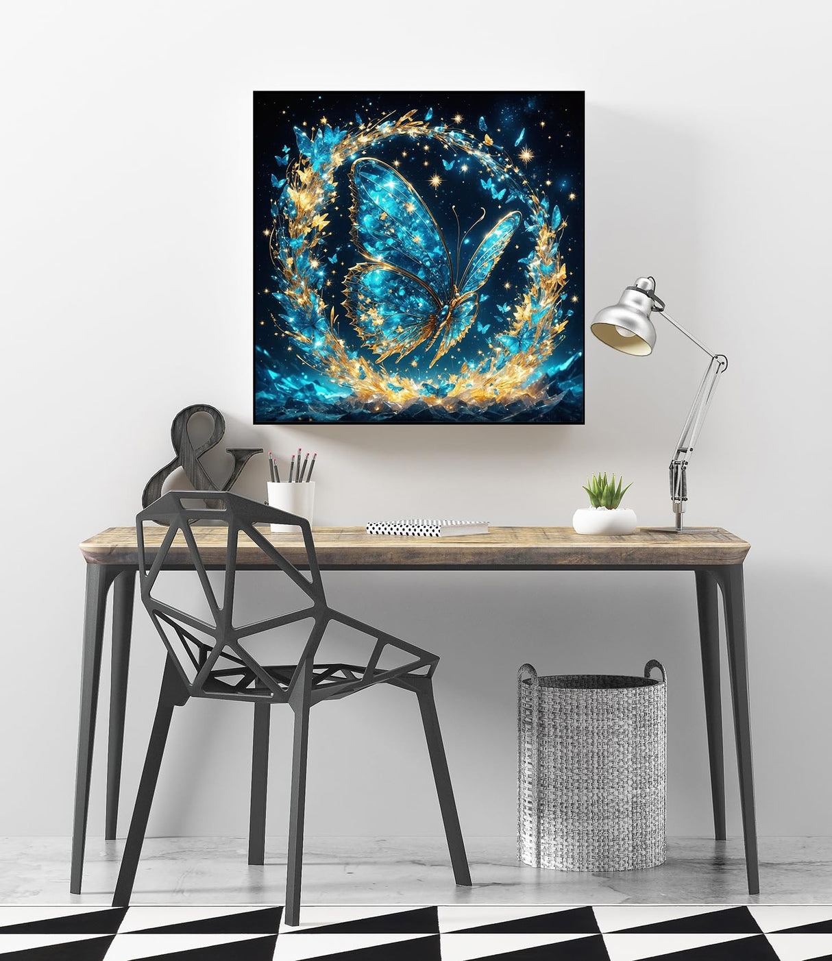 KINPLUB Glitter Butterfly Diamond Art Kits for Adults Beginners, 5D Diamond Painting Kits for Adults, DIY Full Drill Round Diamond Dots, Home Wall Decor 12x12 Inch KINPLUB