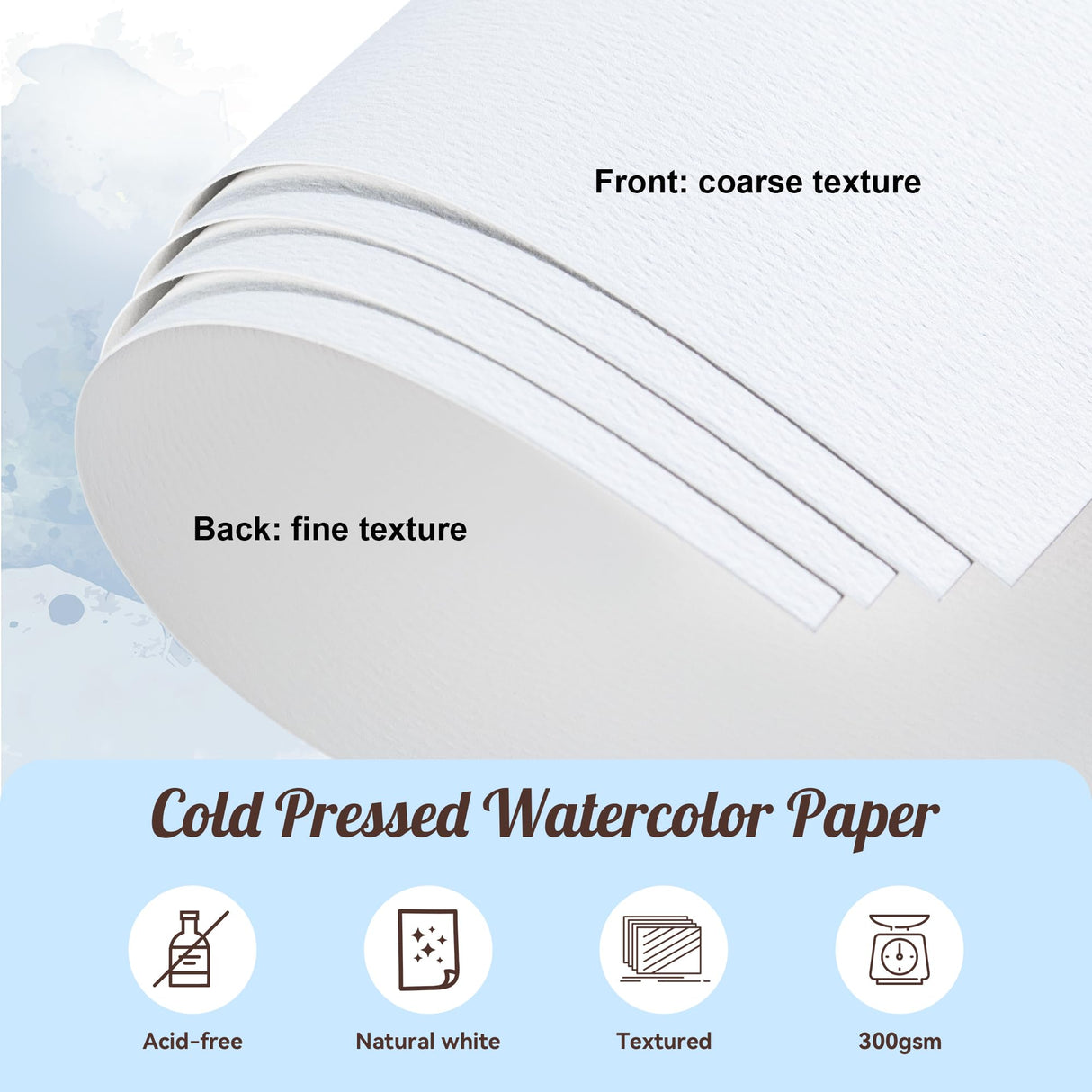 XWT 60 Sheets Watercolor Paper Bulk, 5x7in 140lb/300gsm, Cold Pressed Acid Free Natural White Textured Water Color Painting Art Supplies, Drawing Gift for Artists, Students, Kids XWT