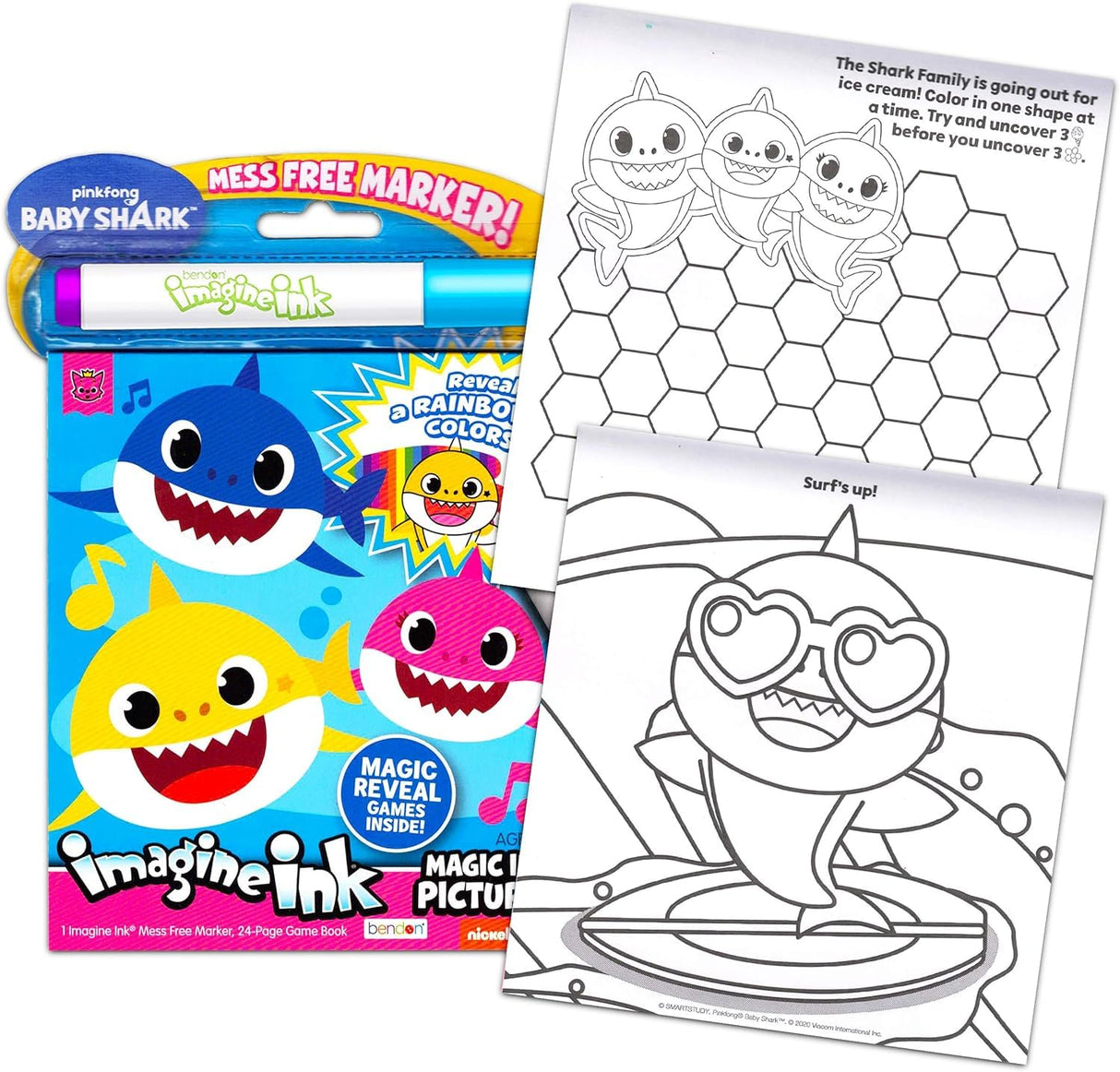 Imagine Ink Coloring Book Bundle ~ 3 Pack No Mess Magic Ink Activity Books with Daniel Tiger, Peppa Pig, and Baby Shark with Peppa Pig Stickers Daniel Tiger's Neighborhood