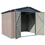Metal Outdoor Galvanized Steel Storage Shed with Lockable Doors for Backyard or Patio Storage of Bikes, Grills, Supplies, Tools, Toys, for Lawn, Garden, and Camping, Tan (8x6) Cover-It
