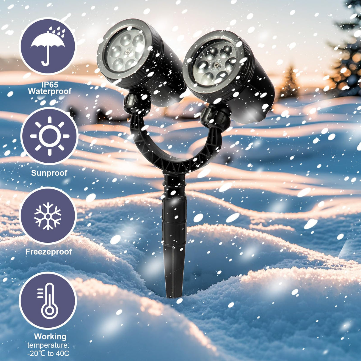 ‎LILNIAGY Christmas Double Head Snowflake Projector Lights,Christmas Decorations Outdoor LED Christmas Lights IP65 Waterproof Rotating Snow Lamp Christmas Decor for Patio Wall Window Xmas Decor LILNIAGY