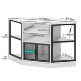 YITAHOME Corner TV Stand for Small Spaces, Corner Entertainment Center with LED Light and Power Outlet, Modern Media Console, TV Cabinet for Living Room, 47 Inch White YITAHOME