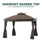 JANCANOPY Replacement Gazeb Cover for 10X12Ft Oakmont Gazebo L-GZ1188PST-A,Pinehurst Gazebo L-GZ1188PST,Brown JANCANOPY