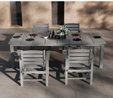 Patio Kingdom 5-Piece Outdoor Dining Set for 4, 75.2'' HDPE Table with Umbrella Hole & Chairs, Weather-Resistant Patio Furniture for Garden, Lawn, or Poolside (Grey) Patio Kingdom