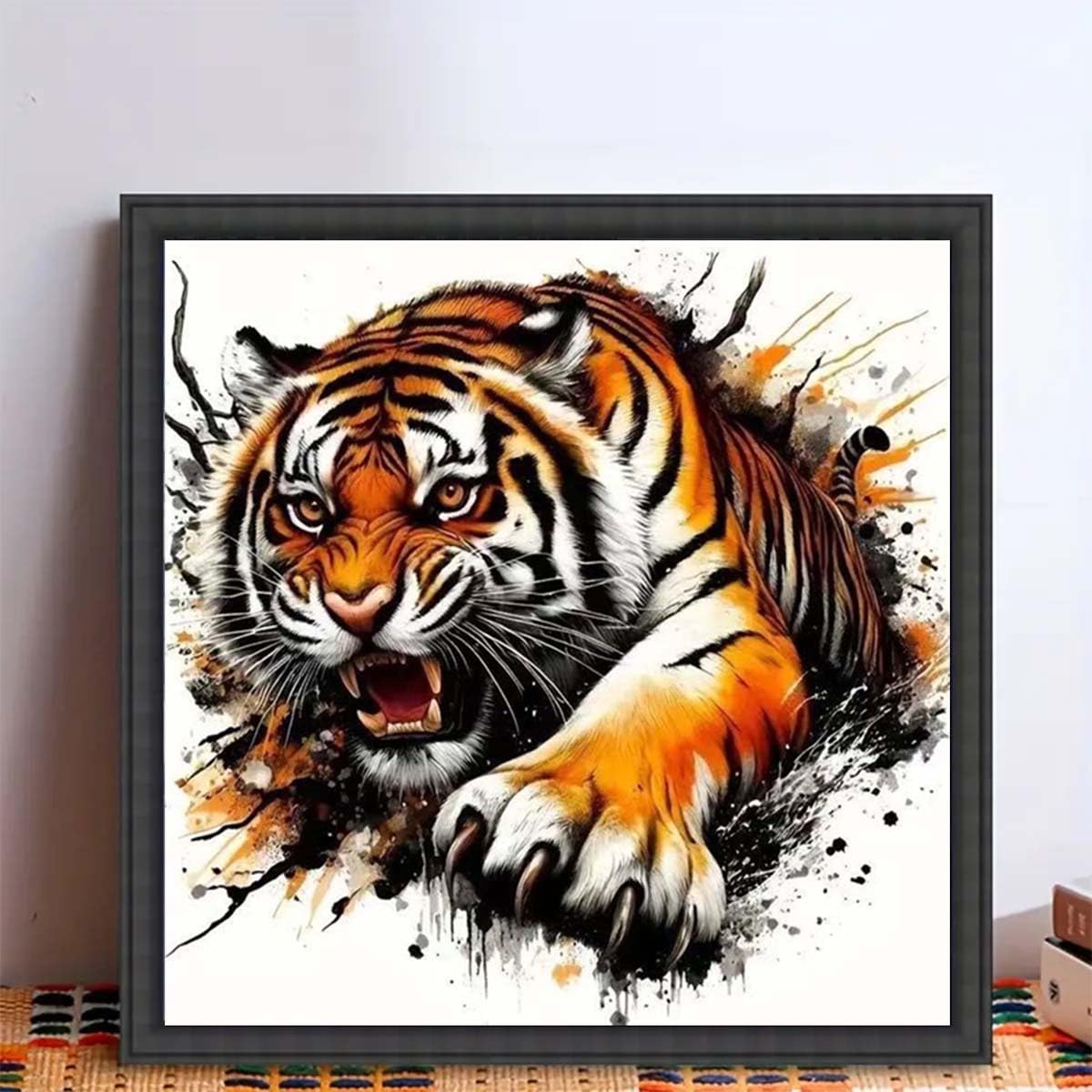 Tiger 5D Diamond Painting Kits for Adults,Animal Diamond Art Kits for Beginner,DIY Round Full Drill Diamond Dots Gem Art Kits for Adults Home Wall Decor 13.8 X 13.8Inch GEMFAMILY
