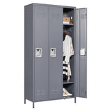 IKIMI Metal Locker 3 Doors Storage Lockers for Employee,72" Tall Locker with Shelves and Hooks Steel Sports Locker for Office School Office Gym Home Garage IKIMI