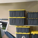 HOMZ 2-Pack Durabilt, Heavy Duty Plastic Storage Bins with Lids, 15 Gallon, Black/Yellow - Stackable Container Boxes for Home, Attic, and Garage Organization HOMZ