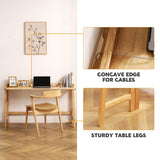 Solid Wood Folding Desk Mid Century Modern Desk, 47'' Foldable Writing Computer Desk for Home Office, Simple Study Makeup Workstation, Wooden Study Office Desk Table for Small Spaces, Natural Color Fetuero