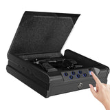 Biometric Handgun Safe with Fingerprint, Digital PIN and Key Access, 2 Gun Capacity,Hand Gun lock box for Car Cloakroom living room Bedroom and Nightstand,USB Power Backup. kawsword