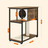 Feandrea Cat Tree and End Table, Cat Tower with Scratching Post and Mat, Cat Condo, Nightstand, for Living Room, Bedroom, Industrial Style, Rustic Brown UPCT111H01 Feandrea