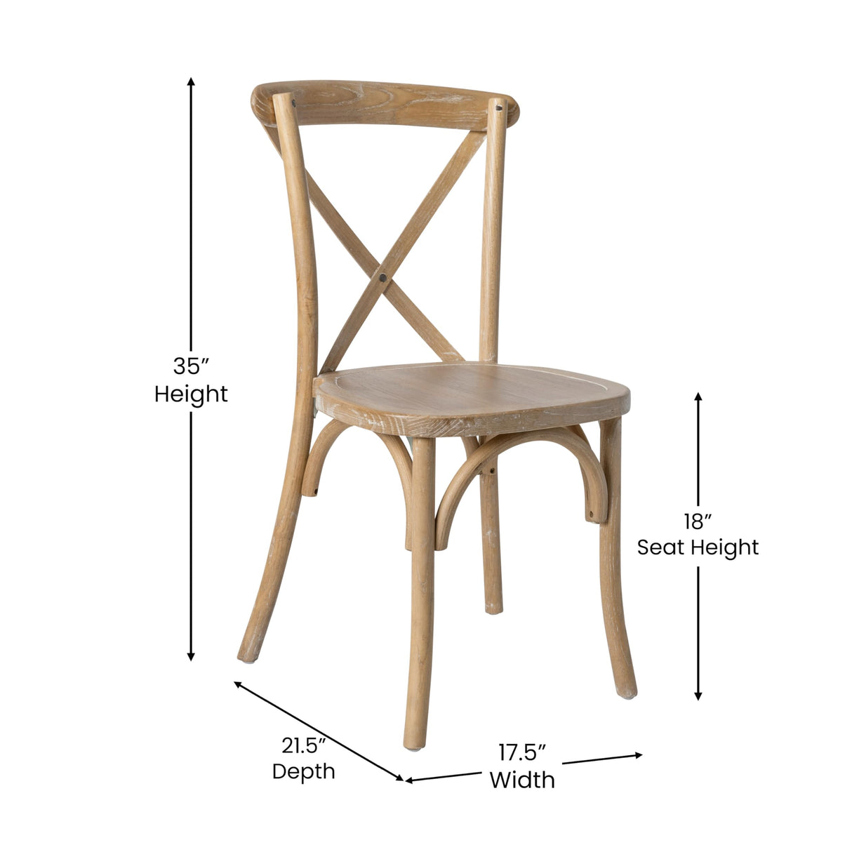 Merrick Lane Bardstown X-Back Bistro Style Wooden Dining Chair for Kitchens and Dining Rooms, High-Back Wood Stackable Kitchen Chair, Natural with White Grain Merrick Lane