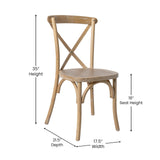 Merrick Lane Bardstown X-Back Bistro Style Wooden Dining Chair for Kitchens and Dining Rooms, High-Back Wood Stackable Kitchen Chair, Natural with White Grain Merrick Lane