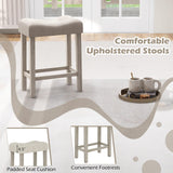 COSTWAY 4-Piece Farmhouse Bar Table Set with Power Outlet, Counter Height Dining Table Set w/ 3 Upholstered Stools, Wood Console Table Set Bistro Table Set for Kitchen, Dining Room, Living Room COSTWAY