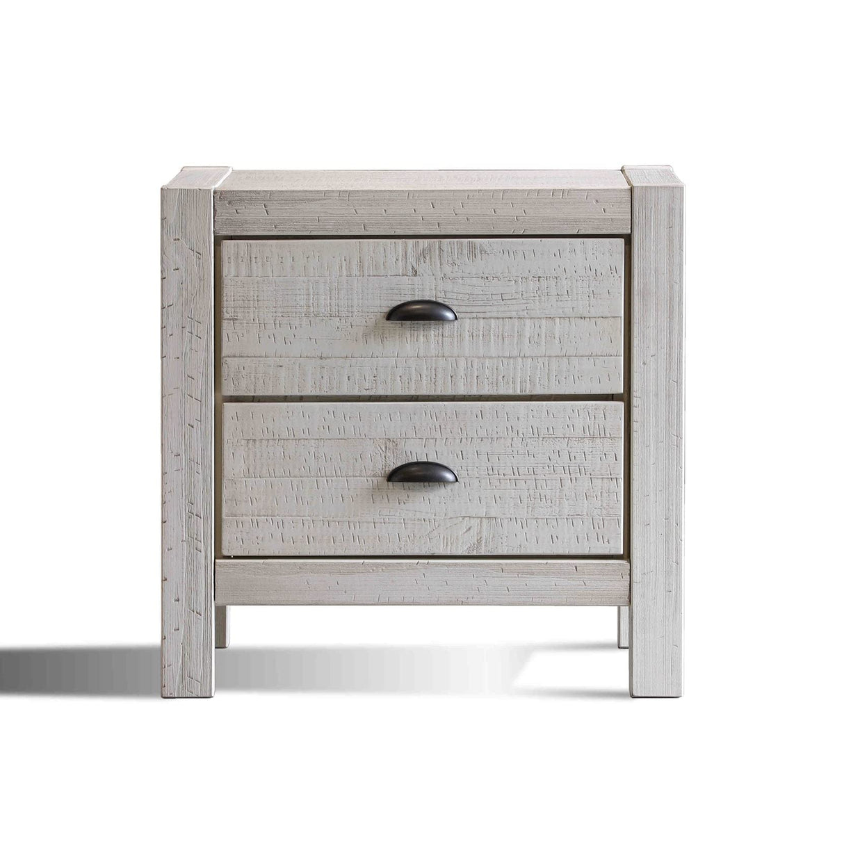 Grain Wood Furniture Montauk 2-Drawer Nightstand, Rustic Off-White Grain Wood Furniture