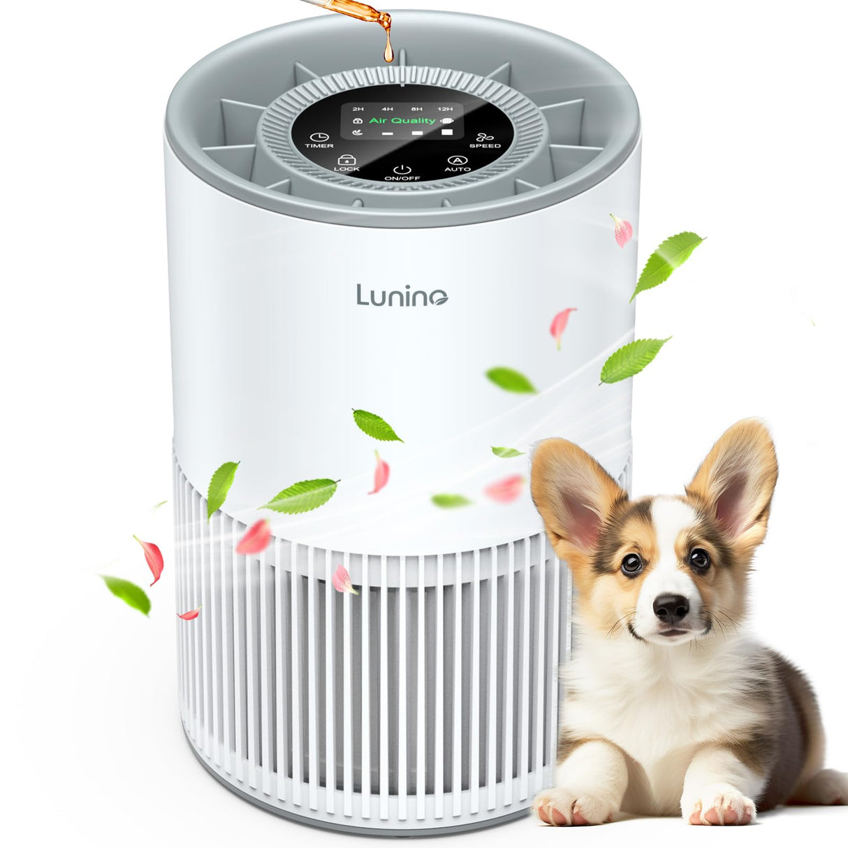 Air Purifiers for Home Large Room up to 1200ft², LUNINO H13 True HEPA Air Purifier for Bedroom with Fragrance Function, Air Quality Sensor, Sleep Mode, Air Cleaner for Pet Dander, Odor, Dust, Smoke LUNINO