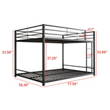 JURMERRY Metal Bunk Bed Full Over Full Beds with Sturdy Guard Rail & Ladder, Space-Saving Design No Box Spring Needed,Black JURMERRY