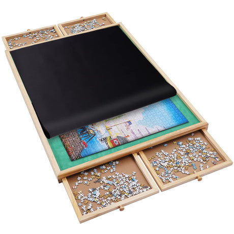 Redipo 1500 Pieces Wooden Jigsaw Puzzle Board with 4 Drawers for Storing Puzzles, 26” x 35” Large Portable Jigsaw Puzzle Table with Puzzle Cover, Non-Slip Plateau Work Surface for Adults and Kids Redipo