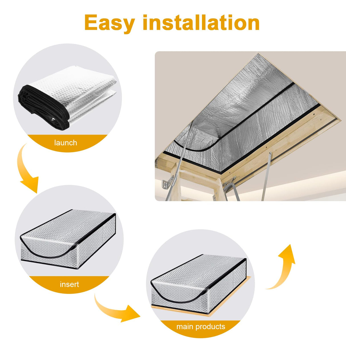 Attic Stairway Insulation Cover - Premium Energy Saving Attic Stairs Door Ladder Insulator Pull Down Tent with Zipper 25 in x 54 in x 11In (Attic Cover) DGSL