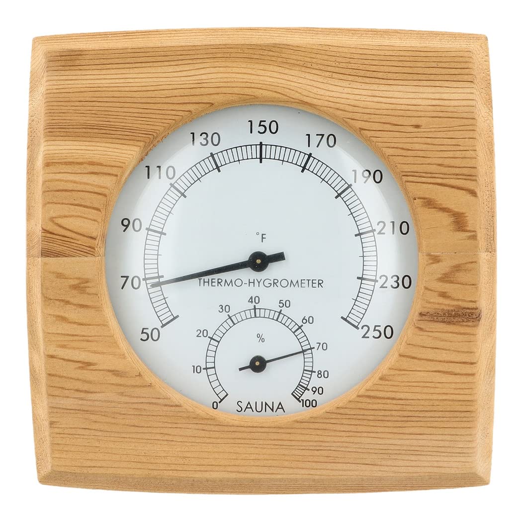 Homaisson 2 in 1 Wooden Sauna Hygrothermograph, Sauna Thermometer and Hygrometer, Indoor Humidity Temperature Measurement Sauna Room Equipment and Accessories Homaisson