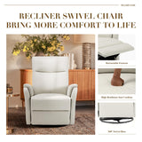 COLAMY Faux Leather Swivel Recliner Chair with Footrest, High Back with Double-Layer Cushion, Glider Recliner for Nursery & Living Room, Bedroom, Beige COLAMY