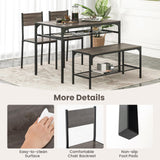 Tangkula Dining Table Set for 4, Kitchen Table and 2 Chairs for 4 with Bench, Additonal Storage Rack, 4 Piece Dining Table Set for Small Space, Apartment Tangkula