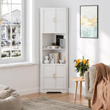 CHUWELL Corner Cabinet, 67'' Tall Corner Storage Cabinet with 4 Barn Doors and Adjustable Shelves for Living Room, Kitchen, Bathroom, Laundry Room, White CHUWELL