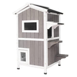 Ketive Cat House for Outdoor & Indoor Wooden Waterproof Cat Condo Cat Outdoor Enclosure with Escape Door,2 Story Kitty House ketive