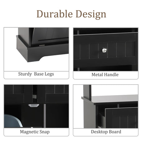 LOUVIXA 68.4" Kitchen Pantry Storage Cabinet, Freestanding Cupboard with 3 Cabinets, 2 Drawers and 1 Tilt Out Trash Cabinet, Tall Storage Cabinet for Kitchen, Dinning Room, Living Room (Black) LOUVIXA