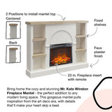 Mr. Kate Winston 56 Inch Electric Fireplace with Mantel, Replaceable Fireplace Insert Heater, Shelves, Remote Control, Timer, Realistic Log and Flame Effect, for Living Room or Bedroom, Plaster Mr. Kate
