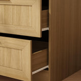 TAMUNE Wardrobe Closet with Mirror, 3 Door Wardrobe with Hanging Rod, 4 Drawers, Shelves, Modern Bedroom Armoire with Gold Handle, Oak Clothes Cabinet, 20.5”D x 47”W x 86.7”H TAMUNE