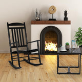 MAMIZO Soild Wood Outdoor Rocking Chair with High Back, Porch Rocking Chairs Oversized Easy to Assemble for Porch Garden, Lawn, Balcony, Backyard, Wooden Rocking Chair Outdoor and Indoor (Black) MAMIZO