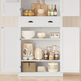 IRONCK Kitchen Pantry Storage Cabinet 83.9" H, with Barn Doors, Drawer, 4 Adjustable Shelves, Freestanding Cupboard for Dining Room Living Room, Laundry, White IRONCK