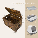 DINZI LVJ Litter Box Enclosure, Flip Top Litter Box Furniture, Hidden Cat Washroom, Wooden Cat House, End Table, 31.5" L x 19.7" W x 19.7" H, Good Ventilation, Easy to Assemble, Rustic Brown DINZI LVJ