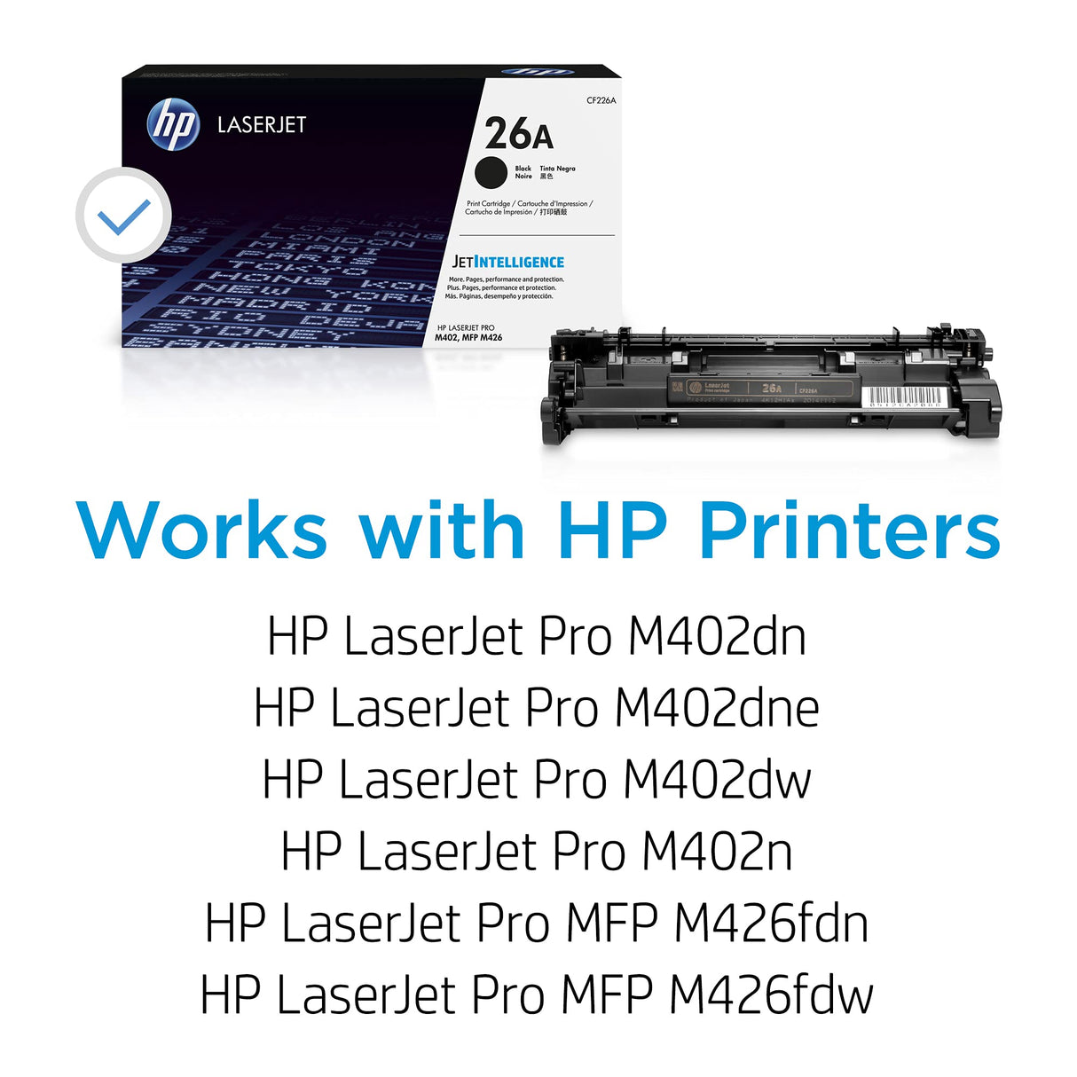 HP 26A Black Toner Cartridge | Works with HP LaserJet Pro M402 Series, HP LaserJet Pro MFP M426 Series | CF226A HP
