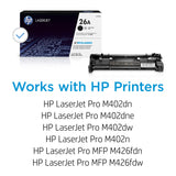 HP 26A Black Toner Cartridge | Works with HP LaserJet Pro M402 Series, HP LaserJet Pro MFP M426 Series | CF226A HP