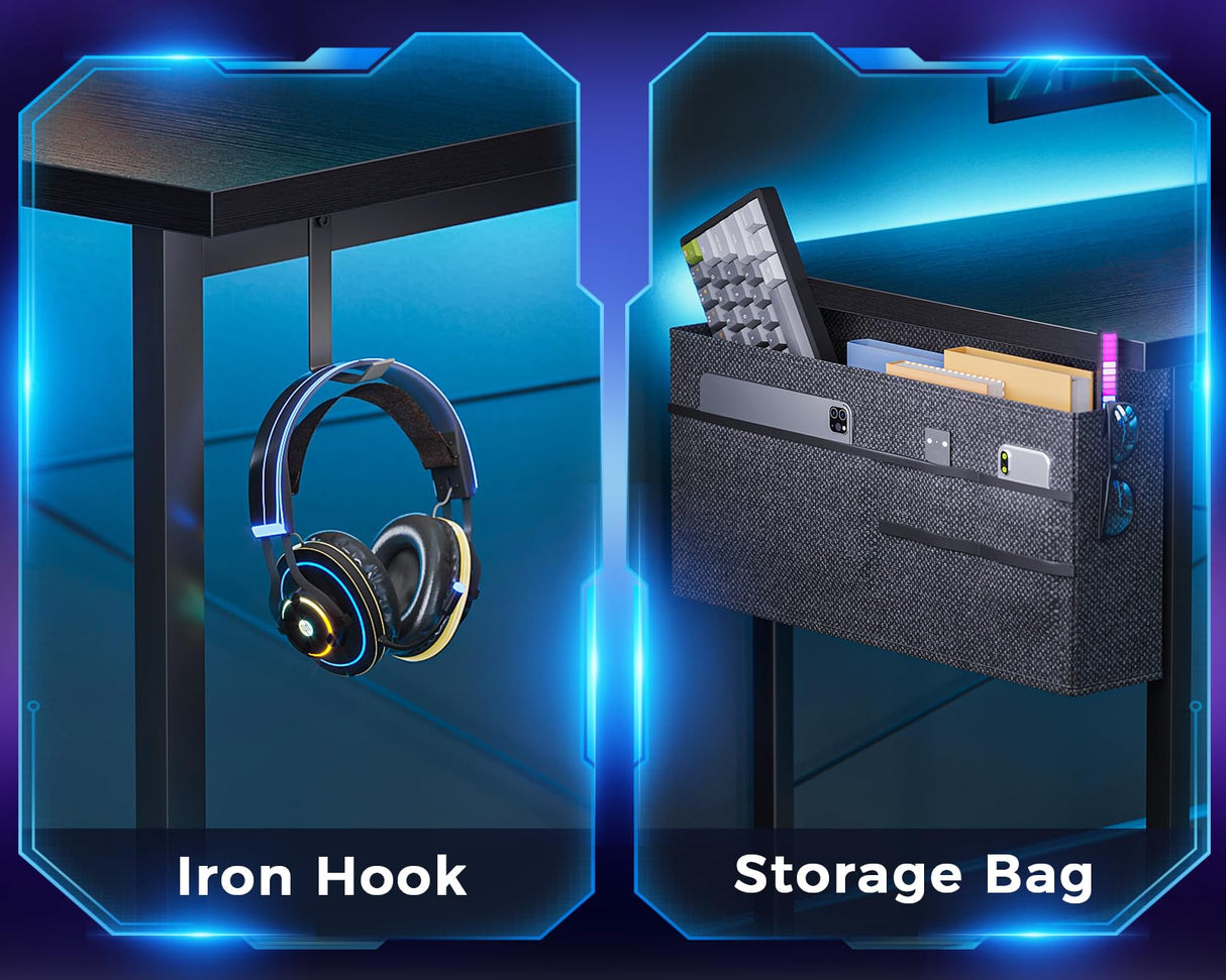 ODK L Shaped Desk, 66" Computer Corner Desk, Gaming Desk, Home Office Writing Desk with Monitor Shelf, Space-Saving Workstation Desk, Modern Simple Wooden Table, Easy to Assemble, Black ODK