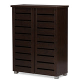 Wholesale Interiors Baxton Studio Adalwin Modern and Contemporary 2-Door Dark Brown Wooden Entryway Shoes Storage Cabinet, SC863522-Wenge Baxton Studio