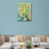 Tucocoo Golden Skeleton Paint by Numbers for Adults Beginners Paint by Number Pink Flowers Bone DIY Acrylic Paint by Numbers Kits on Canvas Drawing Paintworks Artwork Home Wall Art 16x20inch No Frame Tucocoo