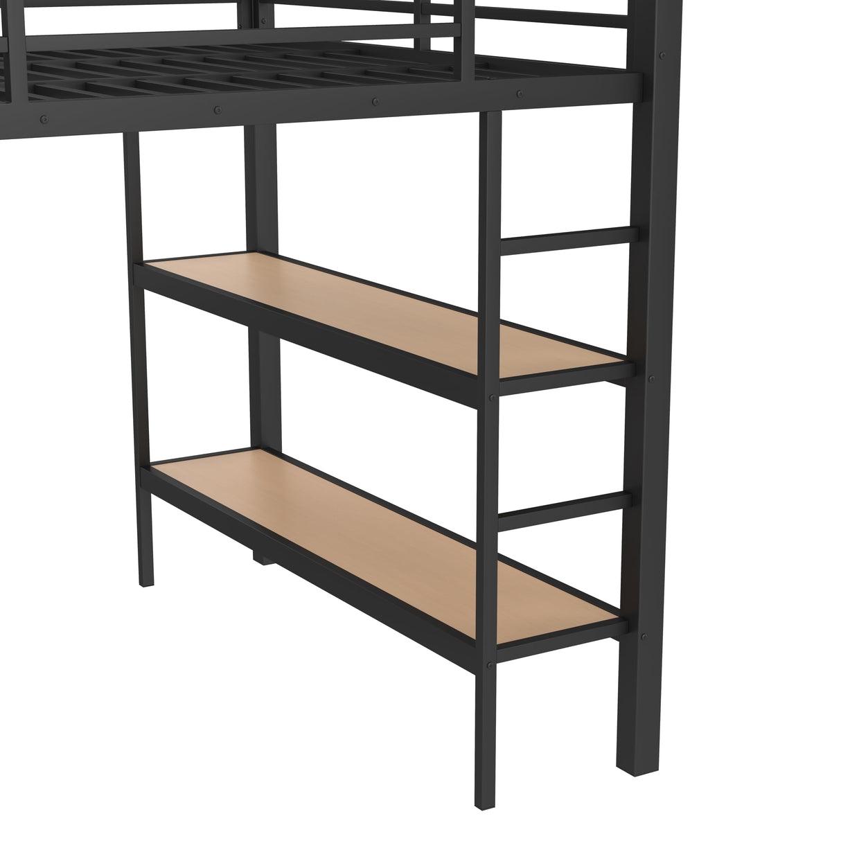 Bellemave Queen Size loft Bed with Wardrobe and Storage Shelves and Pegboard Drawers, Metal Queen Loft Bed Frame for Adults, Kids, Teens, Black Bellemave