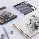 Brusarth Professional Sketch Pencils for Drawing Set - Graphite Pencils (4H-10B), Graphite Sticks, Erasers and Sharpener, Art Pencils for Sketching- Ideal for Artists and Beginners,17Pcs Brusarth