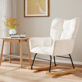 Skandiquip Nursery Rocking Chair, Rocking Chairs for Nursery, Baby Rocker Chair, Glider Rocker, Anti-Tip Safety Design, 440 Lb Weight Capacity, Cotton Fabric Cover, White Skandiquip