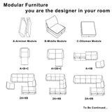 HONBAY Square Ottoman Module for Modular Sectional Sofa, Storage Ottoman Footrest and Seat Cube, Bluish Grey HONBAY