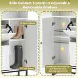 TIMSATIO Shoe Storage Cabinet with 2 Flip Drawers for Entryway, 4-Tiers Slim Freestanding Shoes Boots Rack Cabinet Organizer, Narrow Farmhouse Hidden Shoe Cabinet for Foyer (White) TIMSATIO