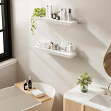 INNOD 24" Floating Shelves for Wall, Wall Mounted Wood Shelves for Bathroom, Bedroom, Living Room, Kitchen, Hanging Shelf with Invisible Brackets for Storage,Books,Home Decor (White,Set of 2) INNOD