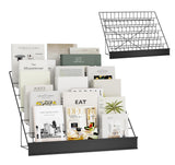 ybaymy 6-Tier 30" Wide Metal Magazine Holders,Wire Countertop Rack with Sign Channel,Retail Book Brochure Magazine Display Stand Literature Greeting CD Card Rack for Book Signing,Vendor Booth ybaymy