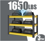 Rufokisa 48" W Garage Shelving Heavy Duty, 1650LBS Loads Adjustable Garage Storage Shelves,3-Tier Metal Storage Racks and Shelving Units, Utility Rack Shelves,48" W x 18" D x 39" H,Yellow Rufokisa